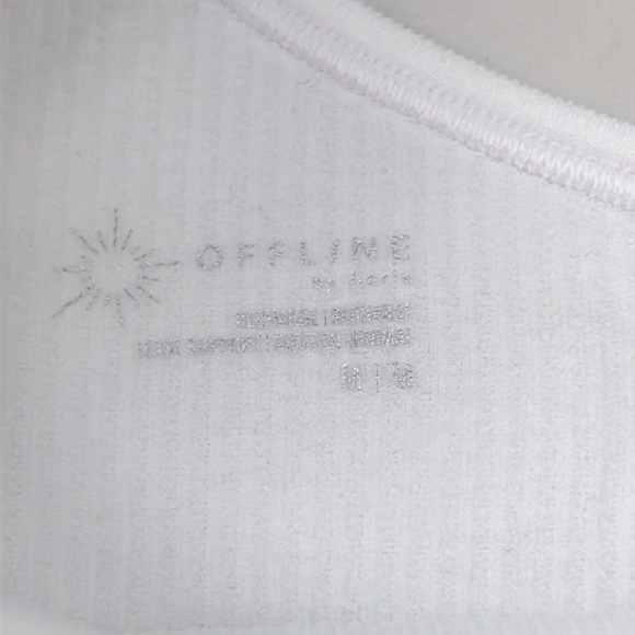 AERIE OFFLINE Split One Shoulder NWT Crop ribbed top size M - Picture 3 of 5